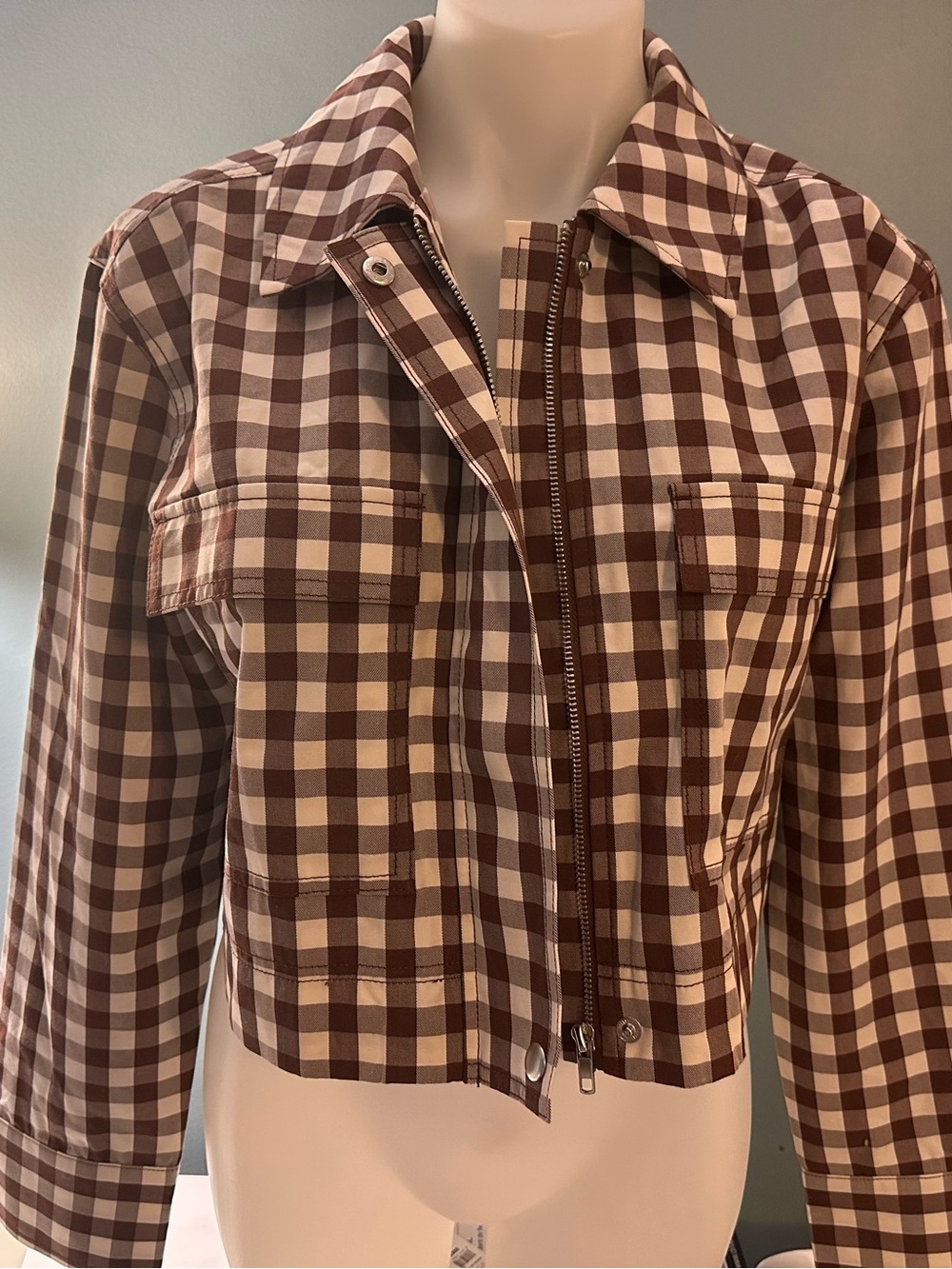 A new Day brown Checkered Jacket in Brown and Cream Medium - Picture 2 of 10